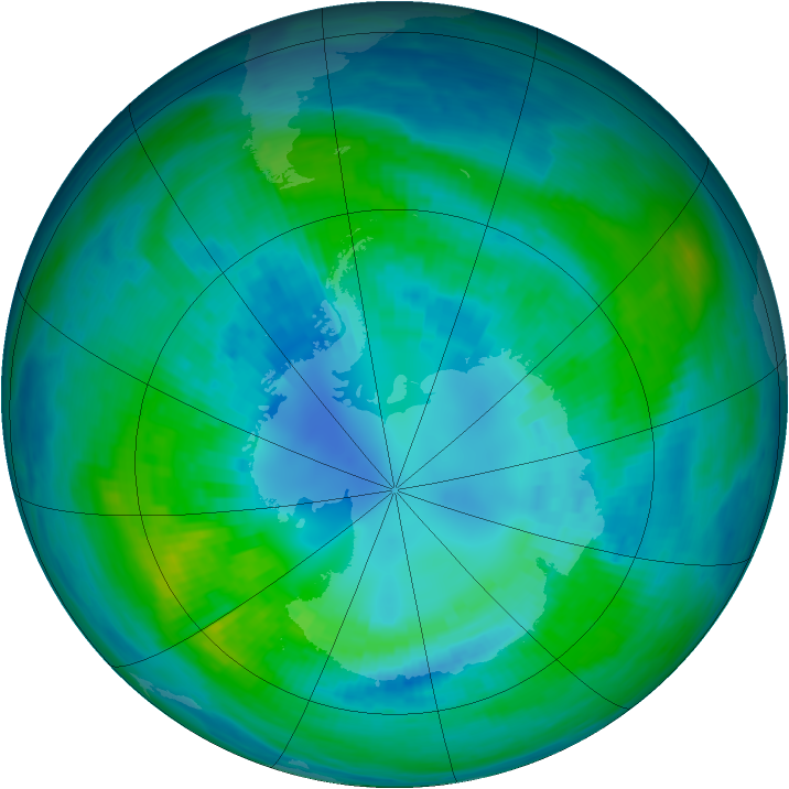 Antarctic ozone map for 14 April 1984